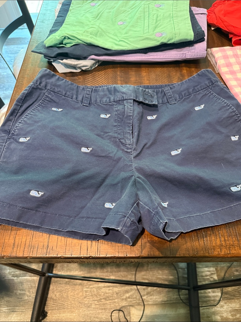 Vineyard Vines Navy Whale Embroidered Cotton Shorts